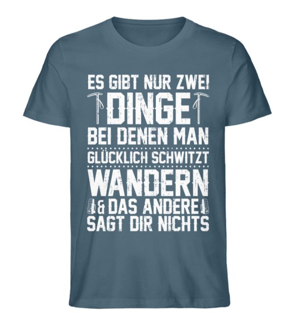Zwei Dinge bei denen man glücklich schwitzt wandern  - Unisex Premium Bio Shirt Schn?ppchen – Bild 5