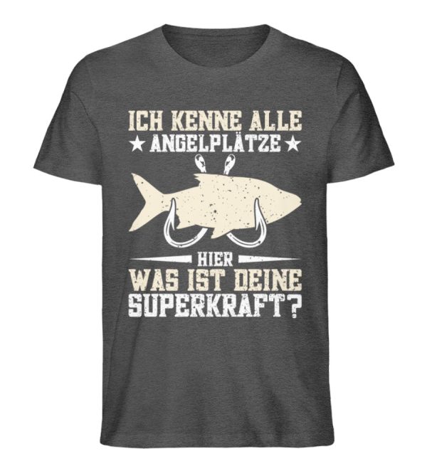 Ich kenne alle Angelplätze  - Unisex Premium Bio Shirt Online-Verkauf – Bild 3