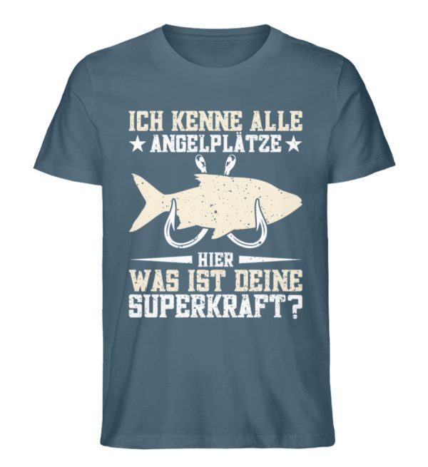 Ich kenne alle Angelplätze  - Unisex Premium Bio Shirt Online-Verkauf – Bild 5