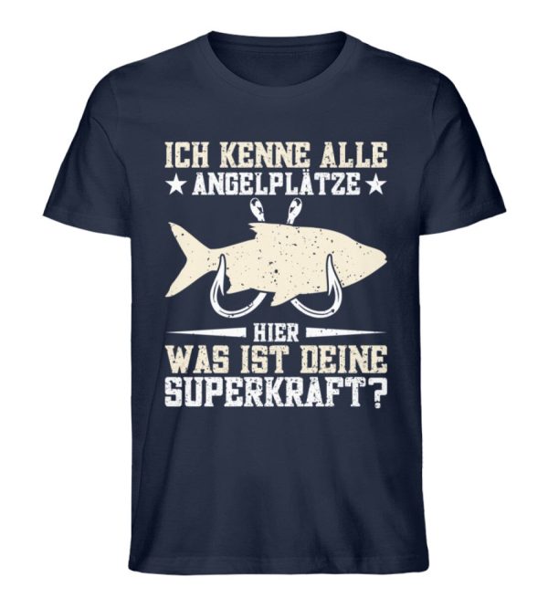 Ich kenne alle Angelplätze  - Unisex Premium Bio Shirt Online-Verkauf – Bild 2