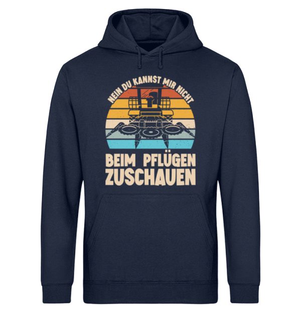 Nein du kannst mir nicht beim Pflügen zuschauen  - Unisex Bio Hoodie Rabatt – Bild 2
