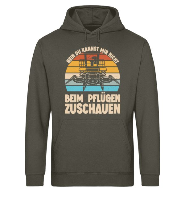 Nein du kannst mir nicht beim Pflügen zuschauen  - Unisex Bio Hoodie Rabatt – Bild 5