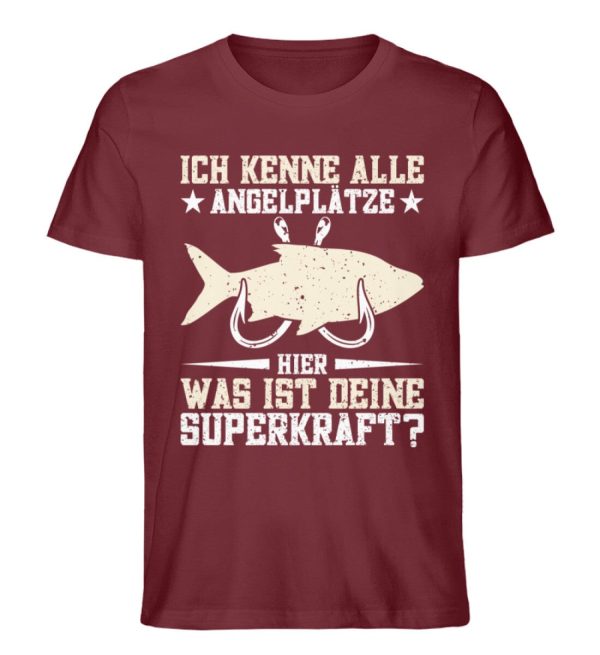 Ich kenne alle Angelplätze  - Unisex Premium Bio Shirt Online-Verkauf – Bild 4