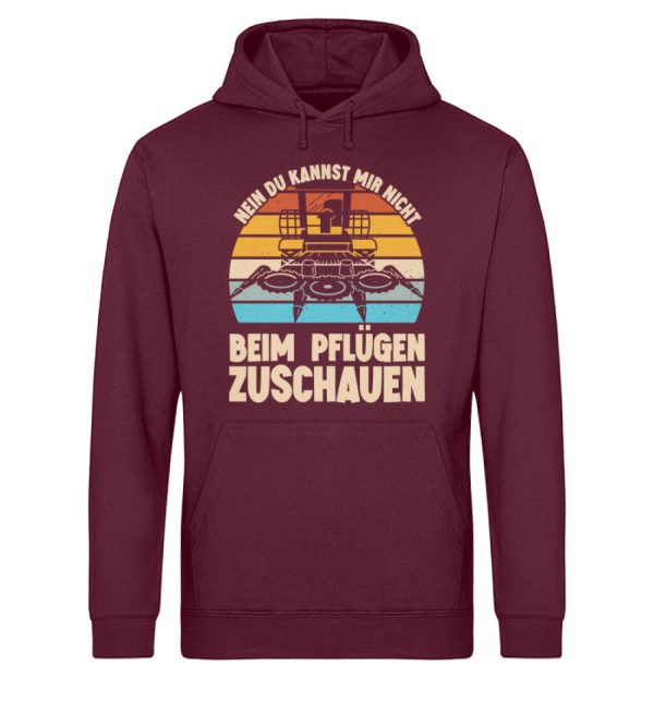 Nein du kannst mir nicht beim Pflügen zuschauen  - Unisex Bio Hoodie Rabatt – Bild 3
