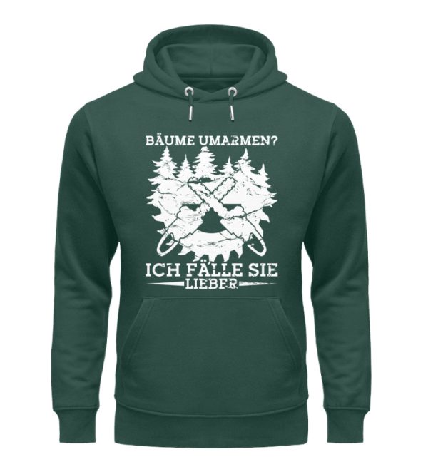 Bäume umarmen ich fälle lieber  - Unisex Premium Bio Hoodie Online-Verkauf – Bild 4