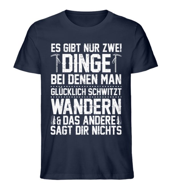 Zwei Dinge bei denen man glücklich schwitzt wandern  - Unisex Premium Bio Shirt Schn?ppchen – Bild 2