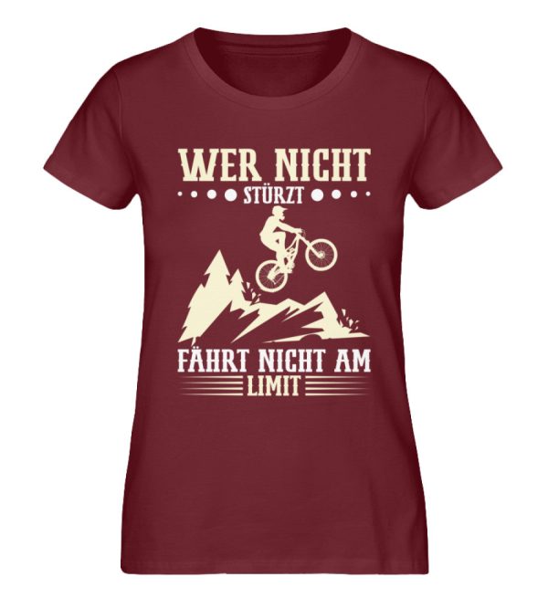 Wer nicht stürzt fährt nicht am Limit  - Damen Premium Bio Shirt Im Angebot – Bild 3