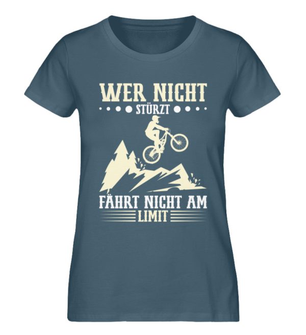 Wer nicht stürzt fährt nicht am Limit  - Damen Premium Bio Shirt Im Angebot – Bild 4