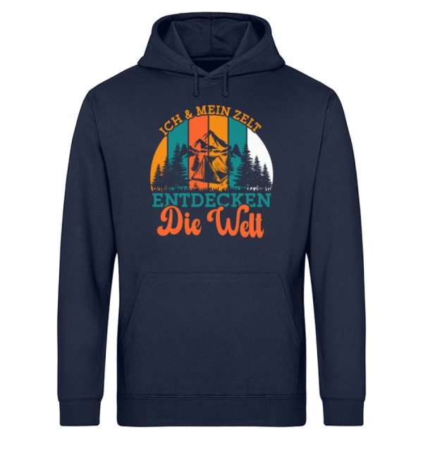 Ich und mein Zelt entdecken die Welt  - Unisex Bio Hoodie Verkauf – Bild 2