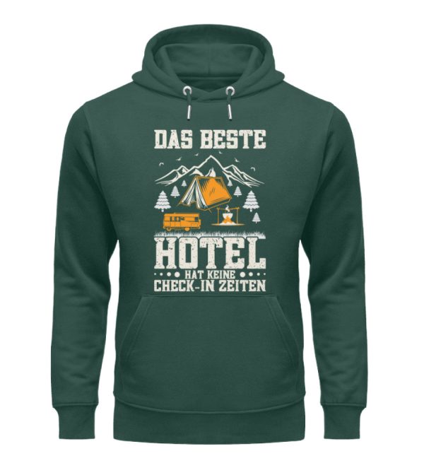 Das beste Hotel hat keine Check-In Zeiten  - Unisex Premium Bio Hoodie Angebot – Bild 4