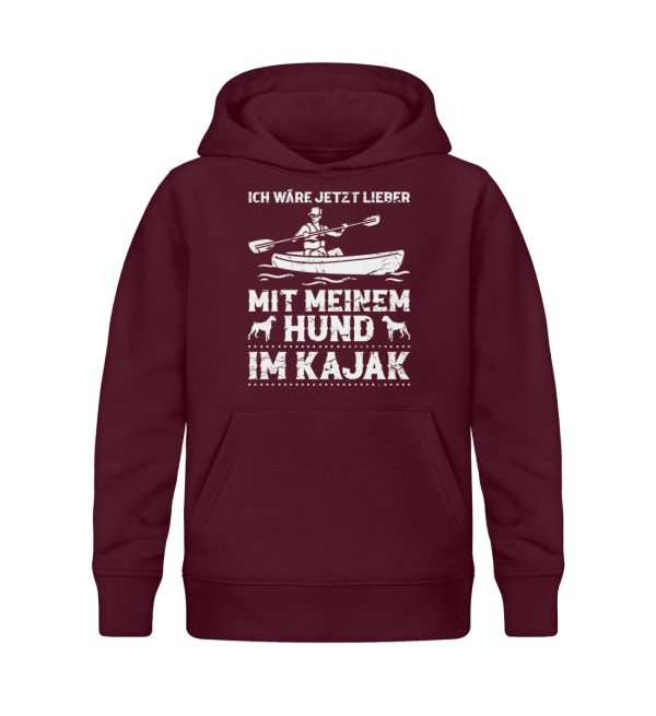 Mit meinem Hund im Kajak  - Kinder Bio Hoodie Jetzt online – Bild 3