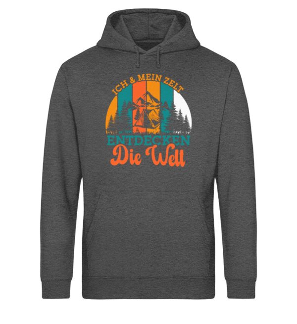 Ich und mein Zelt entdecken die Welt  - Unisex Bio Hoodie Verkauf – Bild 4