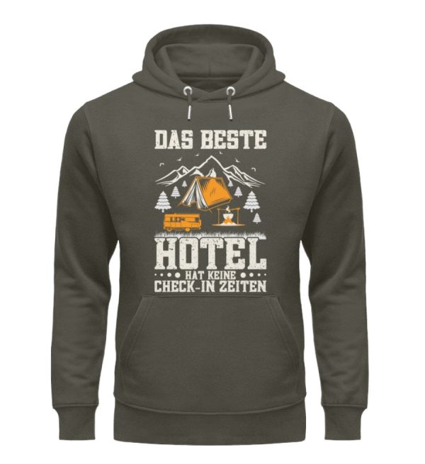 Das beste Hotel hat keine Check-In Zeiten  - Unisex Premium Bio Hoodie Angebot – Bild 5