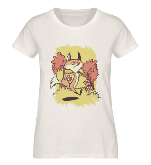 Fuchs mit Pilz im Wald  - Damen Premium Bio Shirt Im Angebot – Bild 2