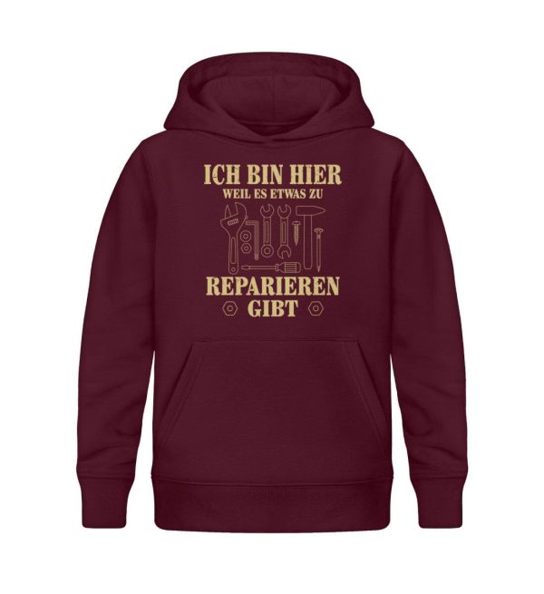 Ich bin zum reparieren hier  - Kinder Bio Hoodie Mode – Bild 3