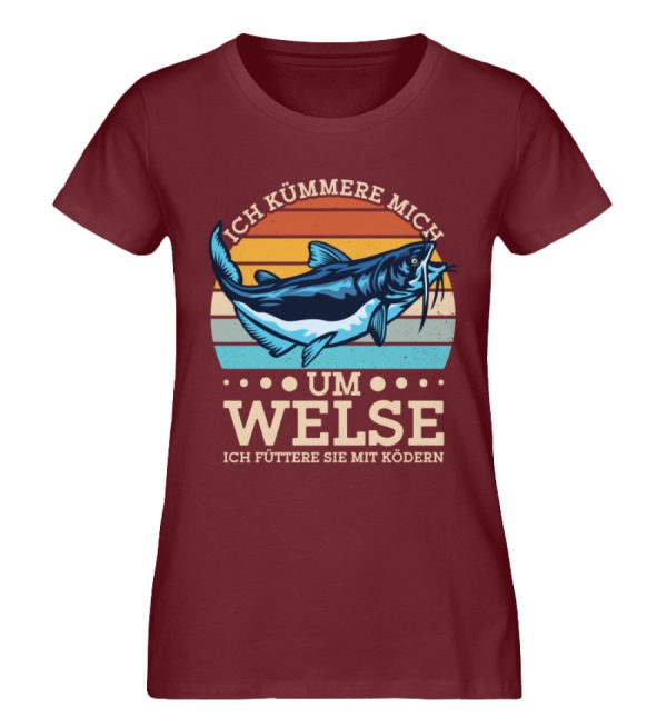 Ich füttere Welse mit Ködern  - Damen Premium Bio Shirt Online – Bild 3