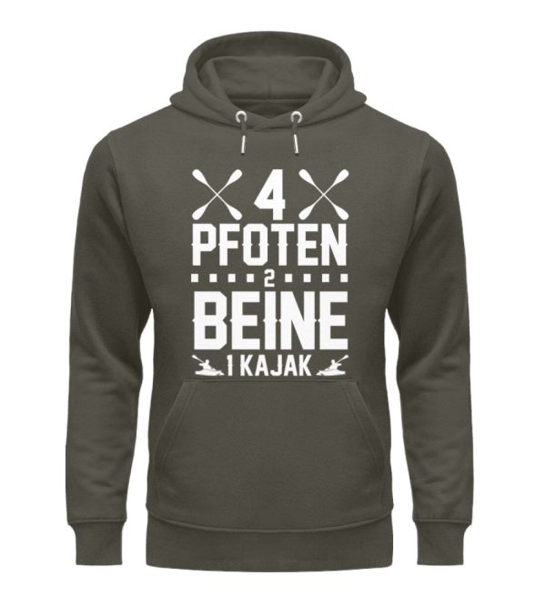 4 Pfoten 2 Beine 1 Kajak  - Unisex Premium Bio Hoodie Verkauf – Bild 5
