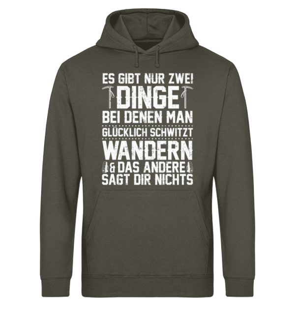 Zwei Dinge bei denen man glücklich schwitzt wandern  - Unisex Bio Hoodie Schn?ppchen – Bild 5