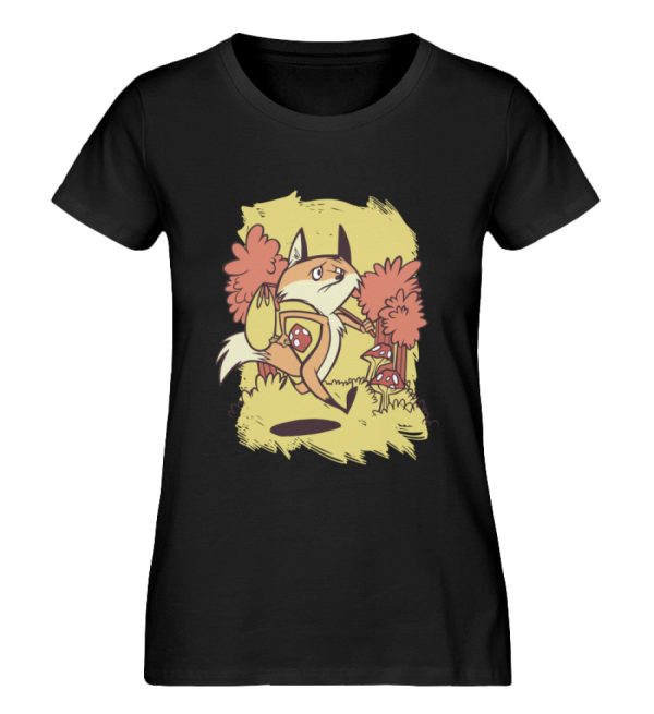 Fuchs mit Pilz im Wald  - Damen Premium Bio Shirt Im Angebot