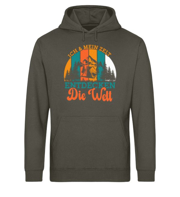 Ich und mein Zelt entdecken die Welt  - Unisex Bio Hoodie Verkauf – Bild 5