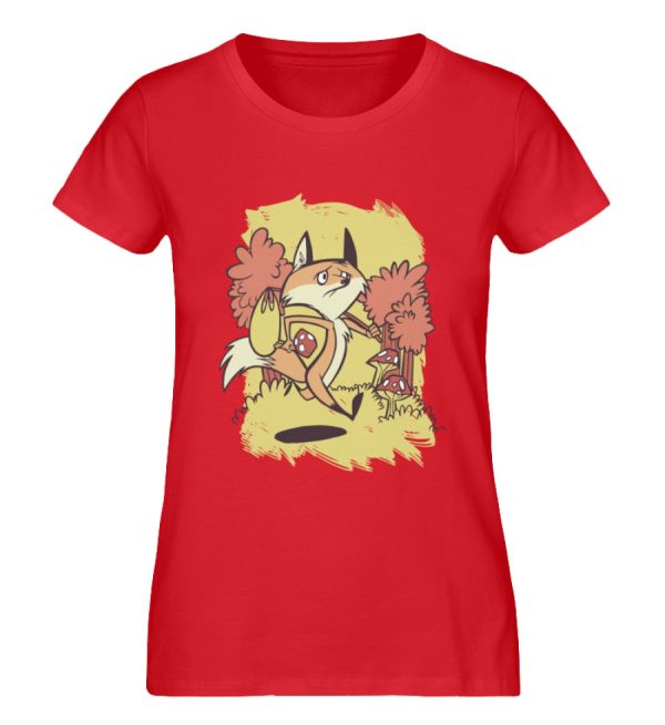 Fuchs mit Pilz im Wald  - Damen Premium Bio Shirt Im Angebot – Bild 3