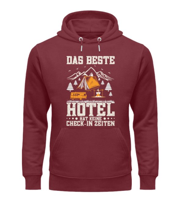 Das beste Hotel hat keine Check-In Zeiten  - Unisex Premium Bio Hoodie Angebot – Bild 3