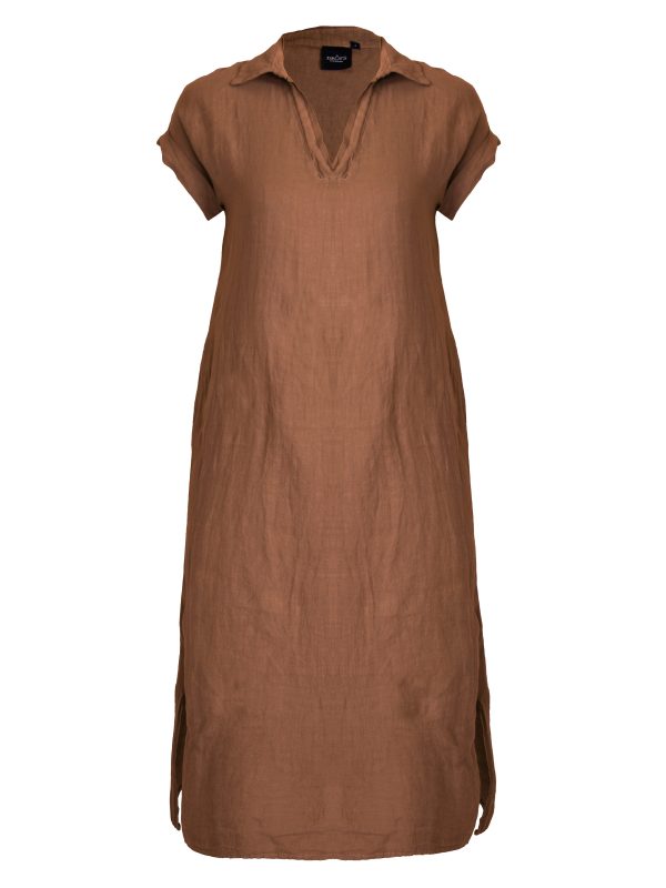 POLETTE Linen Dress - Mocca Mousse Mode